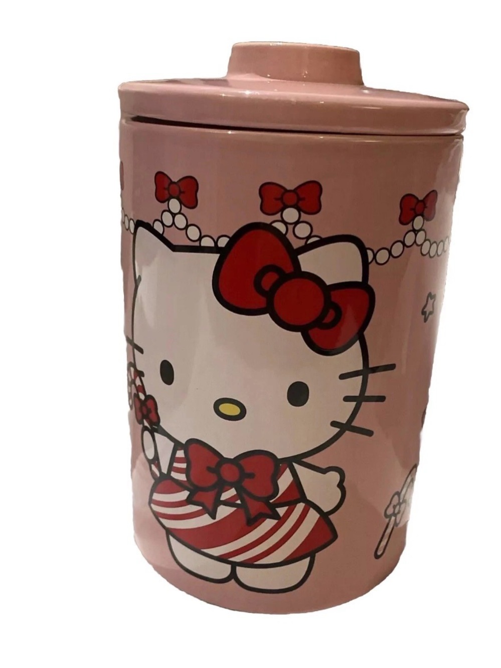 Hello Kitty Pink and Red Ceramic Treat Canister - Sanrio Christmas